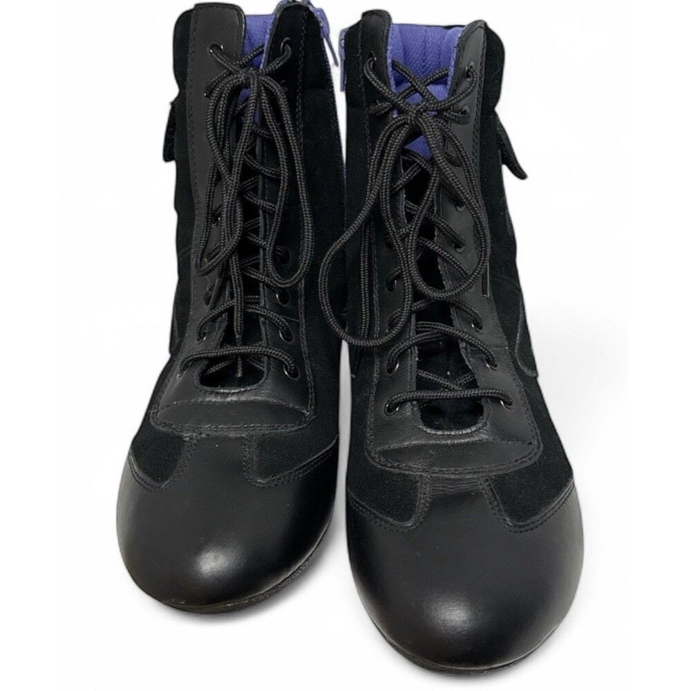 Vintage KangaROOS Leather Wrestling Boots Womens Sz 9 Blk/Purple CrossFit - Picture 6 of 7